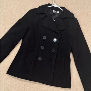 Nordstrom BP Black Peacoat Double Breasted Coat Size M